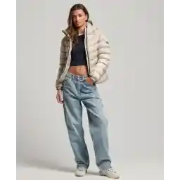 ژاکت پددار فوجی با کلاه سوپردری دامز جاس - پلیکان بژ - Maat S