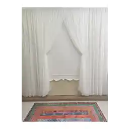 پرده پرهال و فرش با طرح باران کتانی ظریف بافت 1-3 طناب چین دار بسته پرده طناب دو سینه