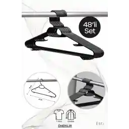ESTİ 48 Pieces - رخت آویز پلاستیکی مشکی
