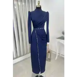 لباس شب رانا زن ساتن ساره - سرمه ای