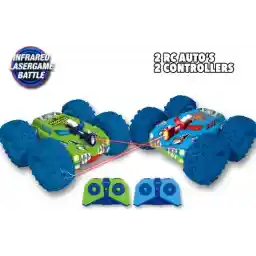 Gear2Play RC KOMBAT MISSION - نبرد لیزری - 2 ماشین، 2 کنترلر - ماشین های بدلکاری RC با عملکرد نبرد - ماشین قابل کنترل - ارزش بازی زیاد - شناخته شده از تلویزیون