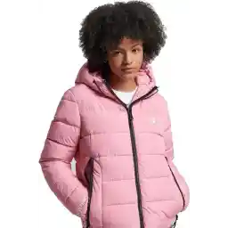 Superdry Hooded Spirit Sports Puffer Dames Jas - Active Pink - Maat L