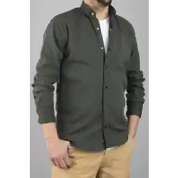 پیراهن جین خاکی مردانه باریک بدون جیب bombe