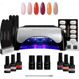 Méanail - ژل لاک - Hema free - کیت روبی - پکیج استارتر لاک ژل - لامپ LED 48w - لاک ناخن ژل