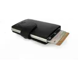 Avoir Zwart leer Pasjeshouder mannen - Pasjeshouder vrouwen- Pasjeshouders-Creditcardhouder heren - pasjeshouder uitschuifbaar-RFID -Portemonnee heren- 10 pasjes -cadeau man -gadgets mannen- Sinterklaas cadeautjes voor hem en haar - Black Friday Deal