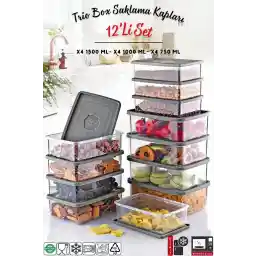مجموعه مفهومی Open Home از 12 ظرف مستطیلی مایکروویو و فریزر سازگار Trio Storage Container X4 0.75 Lt/1 Lt/1.5 Lt