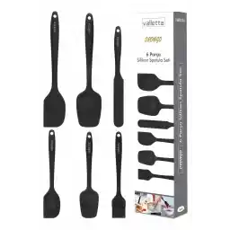 مجموعه اسپاتول سیلیکونی نچسب نسوز ضد حرارت والتا درنگو 6 تکه مشکی