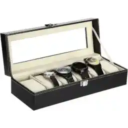 Uten Luxe Horlogedoos - HorlogeBox Heren & Dames - Sieradendoos - 6 vakken - Beige