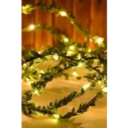 RDT Shop Wire Leaf Strap Artificial Crown Ivy Ornament 3 متر + 3 متر با LED