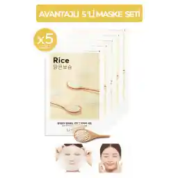 ست ماسک روشن کننده و مرطوب کننده عصاره برنج میشا (5x17 گرم) ماسک ورقه ای مناسب هوا (برنج)