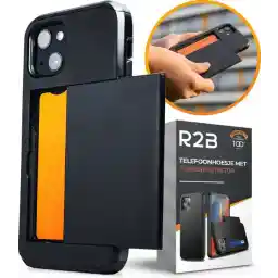 iPhone 14'e uygun R2B® Kılıf - Dahil. Ekran koruyucu - 3 kart için kart tutuculu - Telefon kılıfı - Model Utrecht