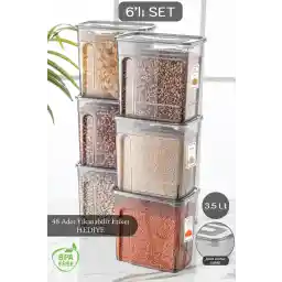 ظرف نبض 6 تکه مگا 3.5 لیتری ملنی هوم - ظرف نگهداری مواد غذایی با برچسب Lena Jar