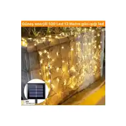 SGE TECHNOLOGY Solar powered 100 LED 12 متری رنگ زرد روشنایی باغ چراغ LED