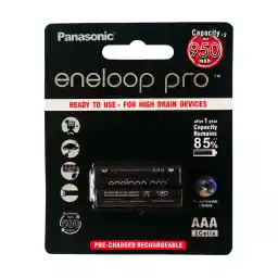 باتری نیم قلمی قابل شارژ پاناسونیک مدل eneloop pro-HR03 بسته دو عددی
