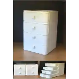 دراور سازمان دهنده جواهرات، آرایش و لوازم آرایشی بایف 4 کشو (سفید)، سازمان دهنده میز اداری