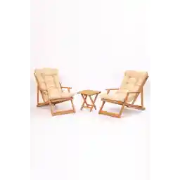 ست میز آفتابگیر بزرگ میا دکور سیمونا 2+1 باغ چوبی بالکن تراس مبلمان تاشو میز آفتابگیر