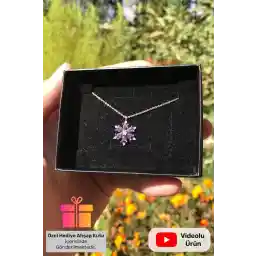 جواهرات لوسنت سنگ آمیتیست واقعی گردنبند نقره گل نیلوفر ارغوانی با روکش رز گردنبند کاملیا با زنجیر عیار 925