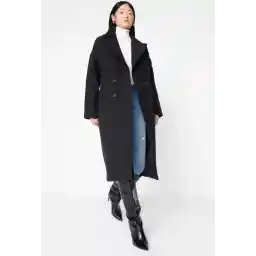 Trendyol Vrouwen Lage mouw Basis Zwarte oversized, wijde, lange wollen cachetjas TWOAW21KB0038