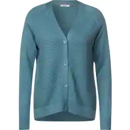 Cecil vest fijngebreid met structuur- kleur Adriatic Blue - maat M