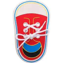 Veters Strikken Leren - Veterstrikken - Houten Oefenschoen met Veters - Motoriek Speelgoed - Strikschoen - Rood