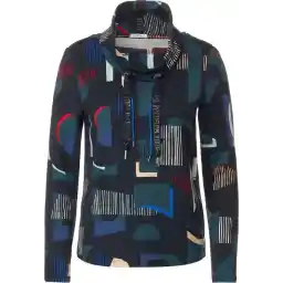 Cecil Multicolor Shirt Dames Trui - kleur Night Sky Blue - Maat xl