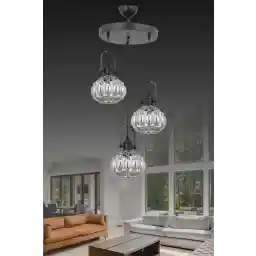 ESSLİGHT لوستر 3 تکه ادا مدرن شیشه دودی مشکی اتاق نشیمن-چراغ آویز آشپزخانه