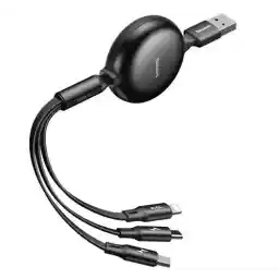 کابل سه سر Baseus Lets go Little Reunion CAMLT-TY24 توان 3 آمپر طول 0.85 متر دارای سیم جمع کن Baseus Lets go Little Reunion CAMLT-TY24