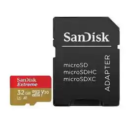 کارت حافظه microSDHC سن دیسک مدل Extreme V30 کلاس A1 استاندارد UHS-I U3 با آداپتور SD 32 گیگابایت Sandisk Extreme V30 UHS-I U3 Class A1 100MBps