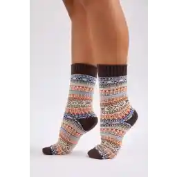 Katia & Bony Kalın Kışlık Desenli Çorap Kahverengi