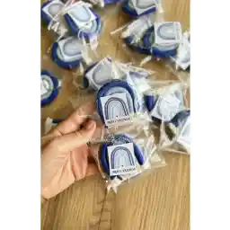 büşracandann تزیین تولد 20 تکه جاکلیدی رنگین کمان Macrame آبی روشن