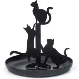 Kikkerland Sieradenhouder - Zwarte kat - Geschikt voor oorbellen / kettingen / armbanden - 14x13,5 cm