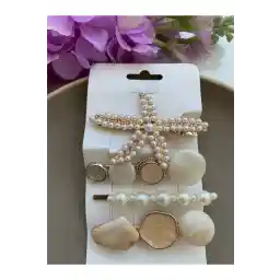 ست سگک 4 تکه مروارید و ستاره Pelin Aksesuar