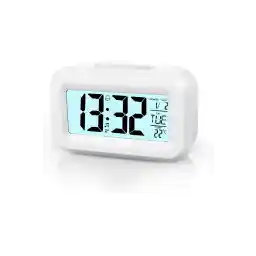 Kenko Dijital Masa Saati Led Ekranlı Işıklı Alarmlı Termometreli Beyaz Çalar Saat Tarih Gösterir