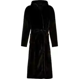 حمام پشمی - روپوش مشکی با کلاه - روپوش فلانل پشمی تک جنسیتی - سایز L/XL