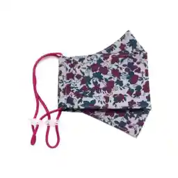 ماسک پارچه ای چهار لایه طرح گل طوسی و سرخابی آپامه