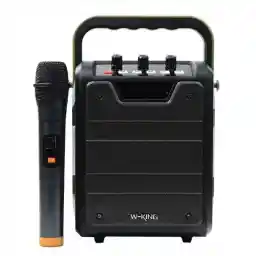 اسپیکر بلوتوث دبلیو کینگ W-King H2s Bluetooth Speaker 15W رم خور و توان 15 وات دارای ریموت ظرفیت باتری: 4000 میلی امپر ساعت طول عمر باتری تا 8 ساعت قابلیت اتصال میکروفون دارای درگاه کارت حاف