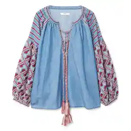 بلوز جین یقه هفت زنانه - مانگو