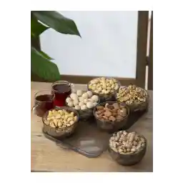 Hubsan 7 Parça Mika Çerezlik Kase ve Sunum Tepsisi Çerez Kasesi Çerez Sunum Tepsisi ve Çerezlik