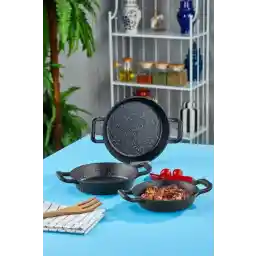 Taç Triton 3 Parça Tava Seti Siyah