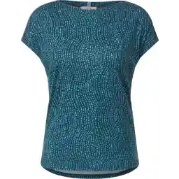 Cecil t-shirt print dotted wave - kleur Deep Lake Green - maat XXL