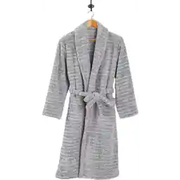 Badjas - dames & heren - fleece badjas lichtgrijs - heerlijk zacht & lekker warm - 280 gr/m² - maat S/M