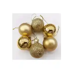 زیور آلات درخت کریسمس Happyland ست 4 سانتی متری طلایی از 6 توپ ناز رنگی طلایی