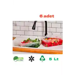 ظرف نگهداری SUPERPUP 5 لیتر (6 عدد) لوازم فریزر یخچال نگهداری مواد غذایی مایکروویو مناسب بزرگ - قفل شده