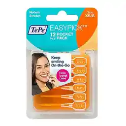 براش بین دندانی نرم مدل EasyPick بسته 12عددی نارنجی XS/S ته په