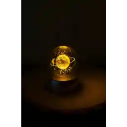 Kenko Satürn Cam Küre Renk Değiştiren Kristal Kız Küre Işıklı Küre Pilli 3d Hediye Yılbaşı