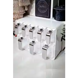 Herevin Sekizli Standlı Baharatlık Seti Krom Kulplu Beyaz Kapak – 161280-818
