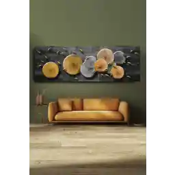 طرح بلوک انتزاعی تزئینی ماهی های طلایی و چوب نقاشی دیواری بوم سورئال 120x40 سانتی متر نقاشی در سایز بزرگ