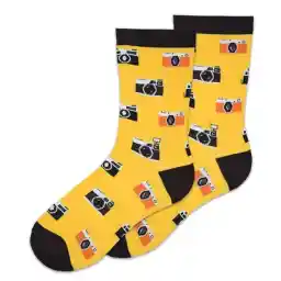 جوراب ساقدار زنانه طرح دوربین رنگ زرد