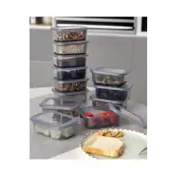 ست 12 ظروف ذخیره سازی چند منظوره VISTA Ecolux مایکروویو-فریزر-صبحانه-اسنک و غیره. آنتراسیت شفاف