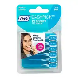 براش بین دندانی نرم مدل EasyPick بسته 12عددی آبی M/L ته په